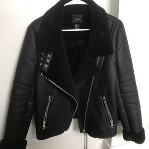 Faux suede shearling jacket
